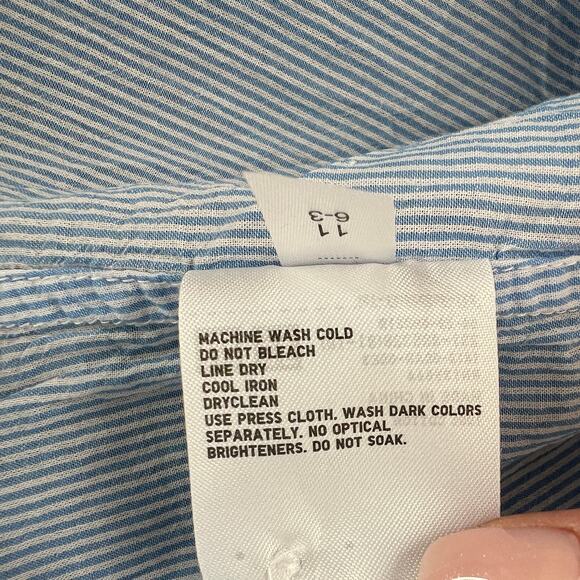 Ines De La Fressange UNI QLO Blue White Top Ruffle Metallic Stripe Size Medium M - Picture 10 of 10